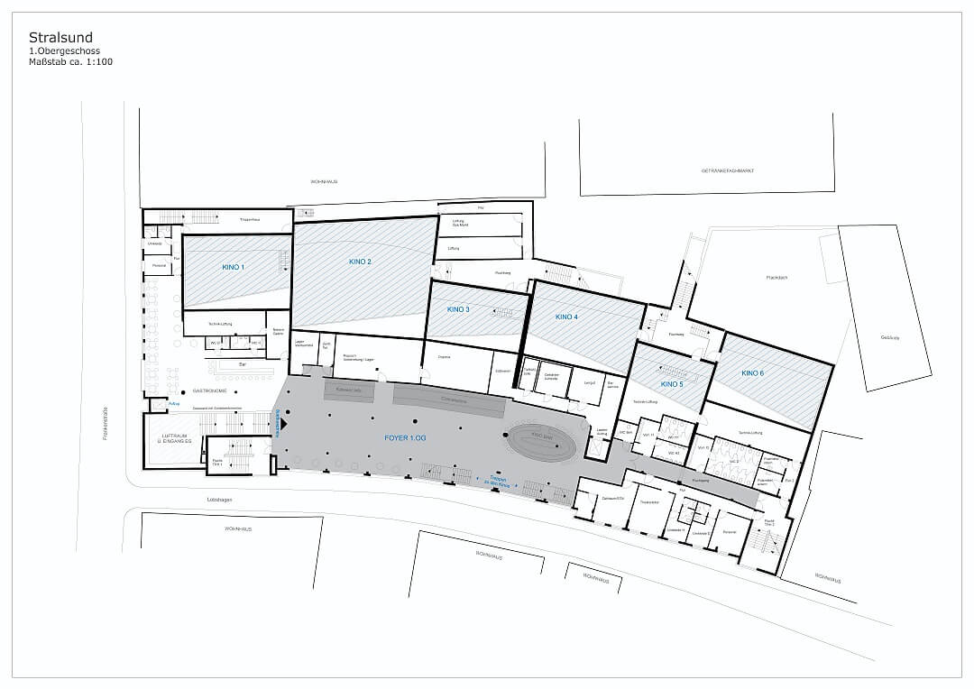 grundriss 1.OG kino cinestar stralsund